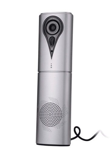 1080P 三合一 · 105°广角 · 4米全向拾音 · Mini USB 免驱 DCC-12B 便携式音视频一体机，产品外观展示图