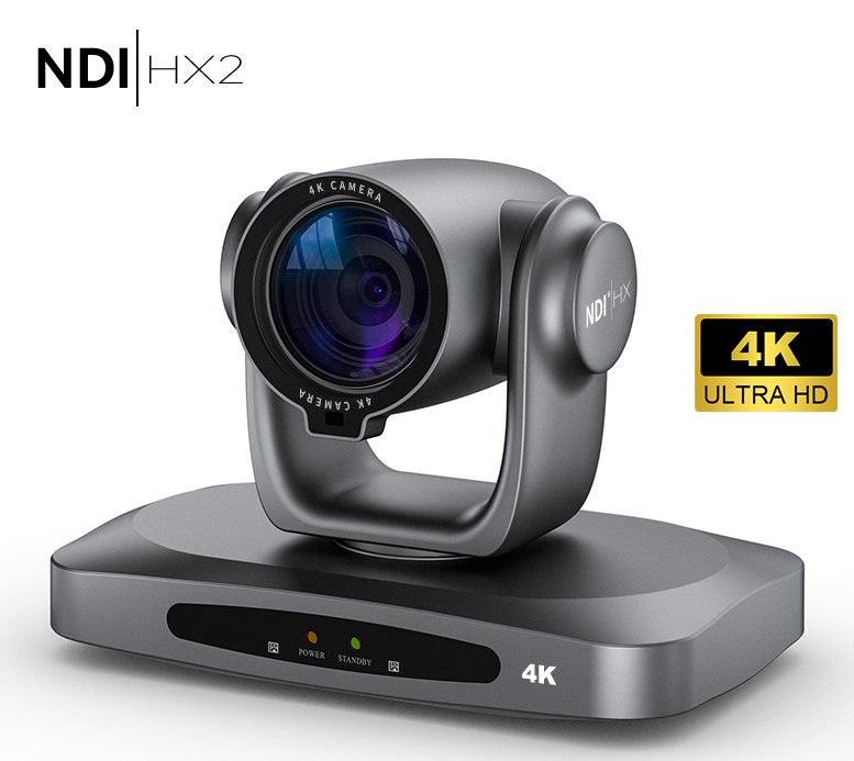 12倍广角 · 4K@30fps · AI人形跟踪 · HDMI/USB3.0/RJ45 H5-D1 4K超高清云台摄像机，产品外观展示图